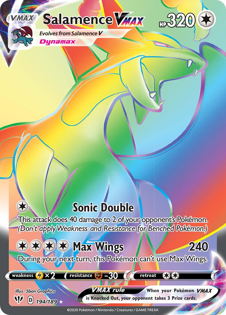 Salamence VMAX 194/189 — Darkness Ablaze (English Pokémon TCG card)