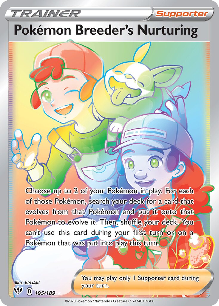 Pokémon Breeder's Nurturing 195/189 — Darkness Ablaze (English Pokémon TCG card)