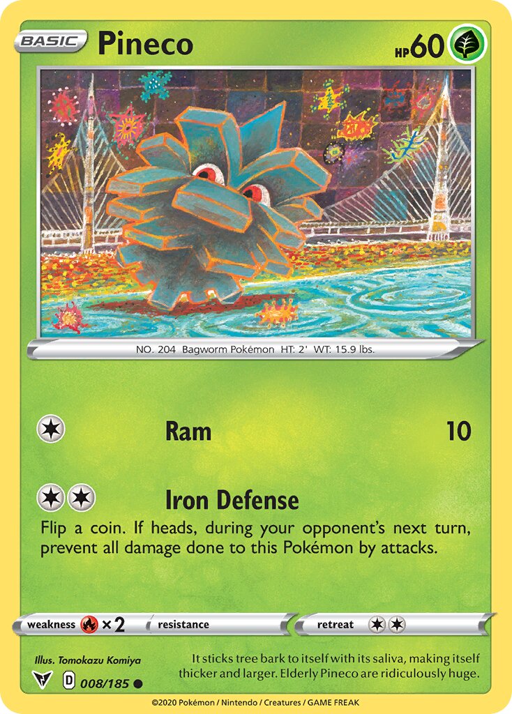 Pineco 008/185 — Vivid Voltage (English Pokémon TCG card)
