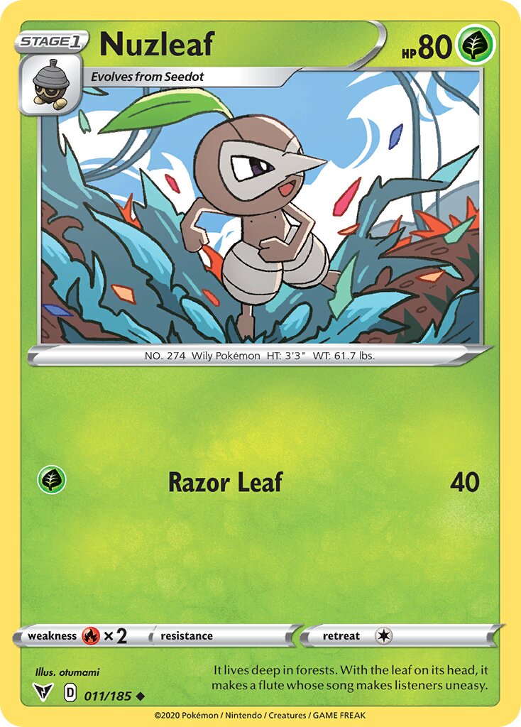 Nuzleaf 011/185 — Vivid Voltage (English Pokémon TCG card)