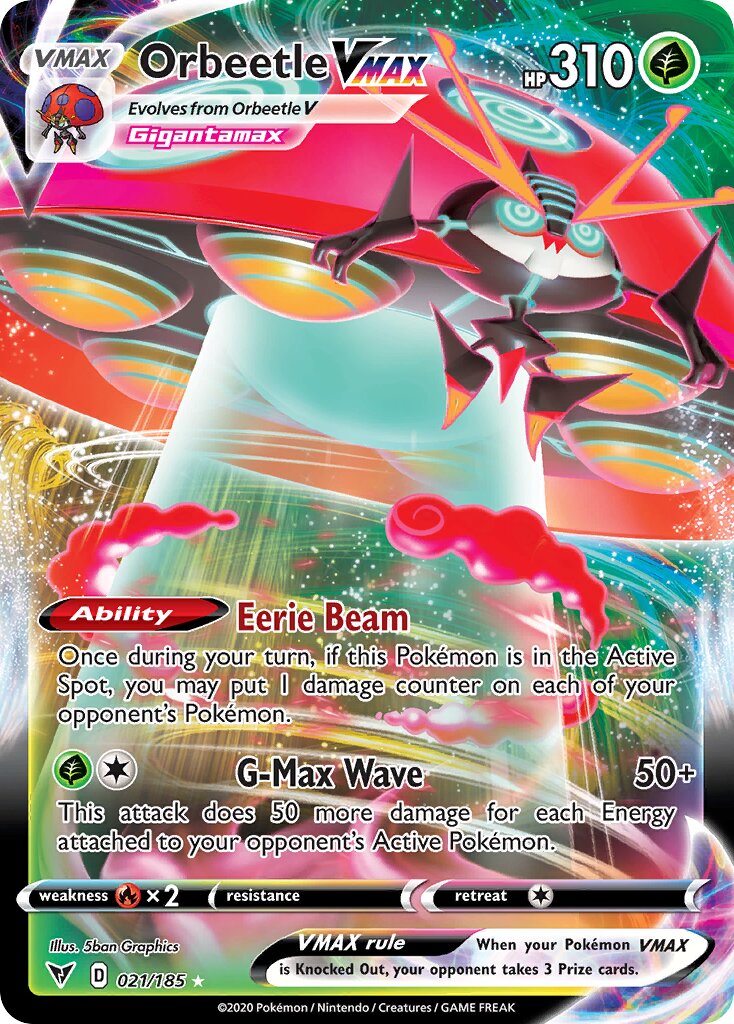 Orbeetle VMAX 021/185 — Vivid Voltage (English Pokémon TCG card)