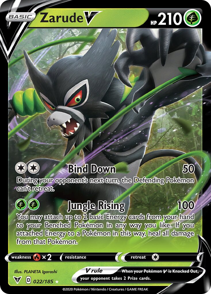 Zarude V 022/185 — Vivid Voltage (English Pokémon TCG card)