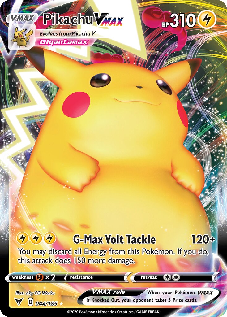 Pikachu VMAX 044/185 — Vivid Voltage (English Pokémon TCG card)