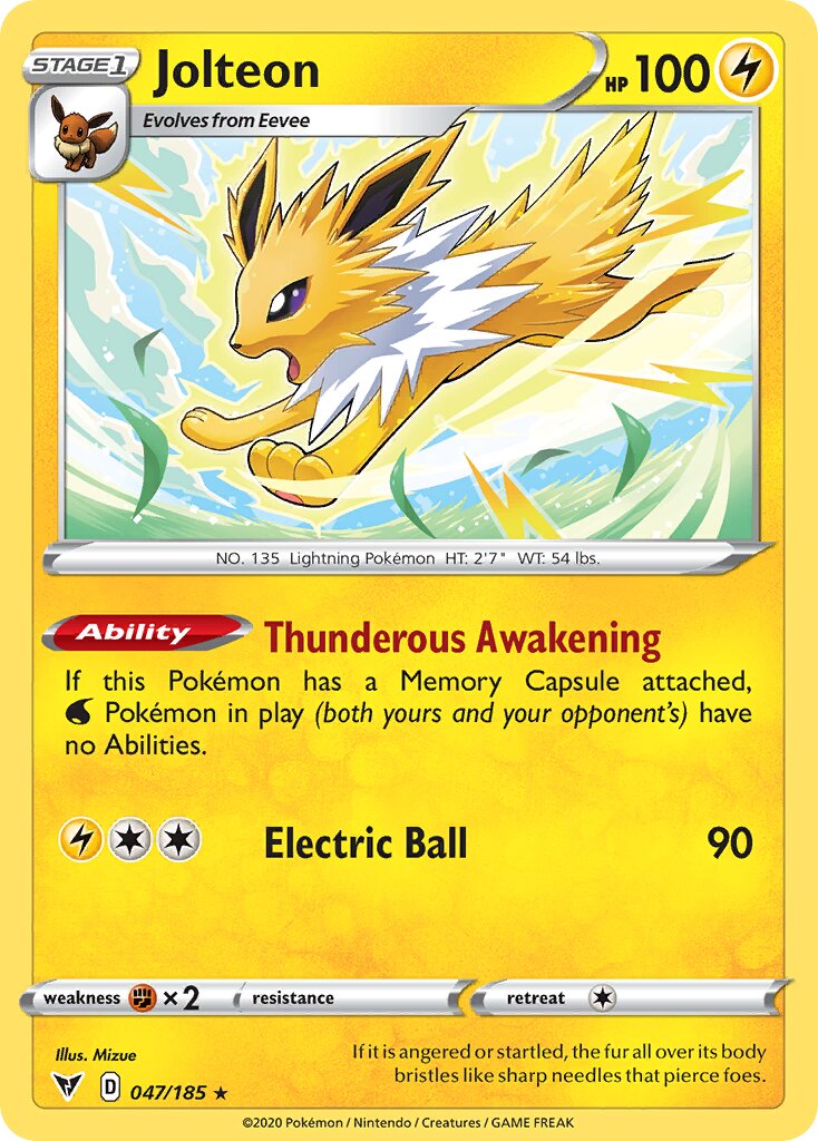 Jolteon 047/185 — Vivid Voltage (English Pokémon TCG card)