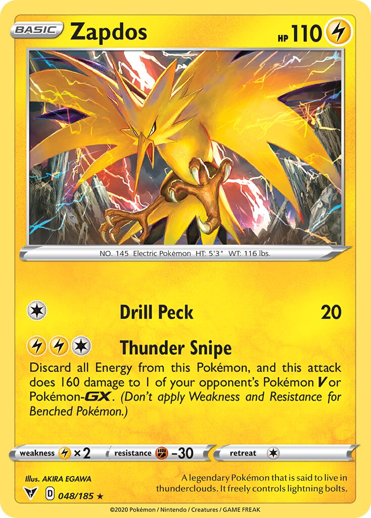 Zapdos 048/185 — Vivid Voltage (English Pokémon TCG card)