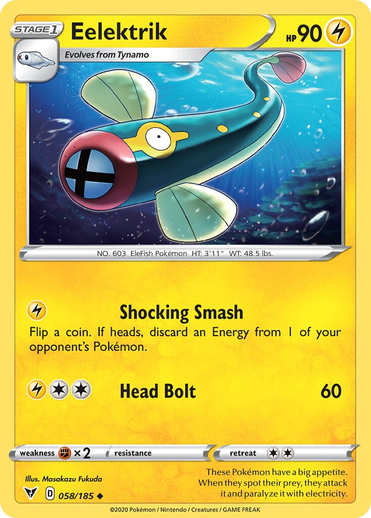 Eelektrik 058/185 — Vivid Voltage (English Pokémon TCG card)