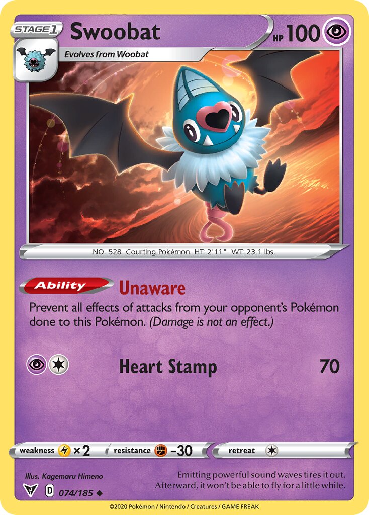 Swoobat 074/185 — Vivid Voltage (English Pokémon TCG card)