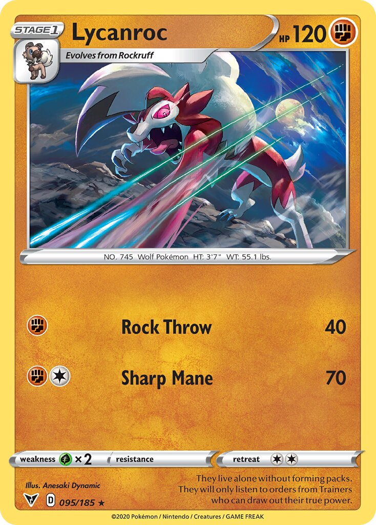 Lycanroc 095/185 — Vivid Voltage (English Pokémon TCG card)