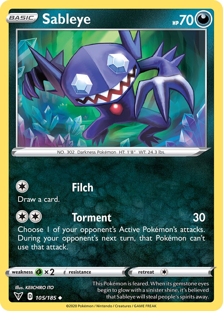 Sableye 105/185 — Vivid Voltage (English Pokémon TCG card)