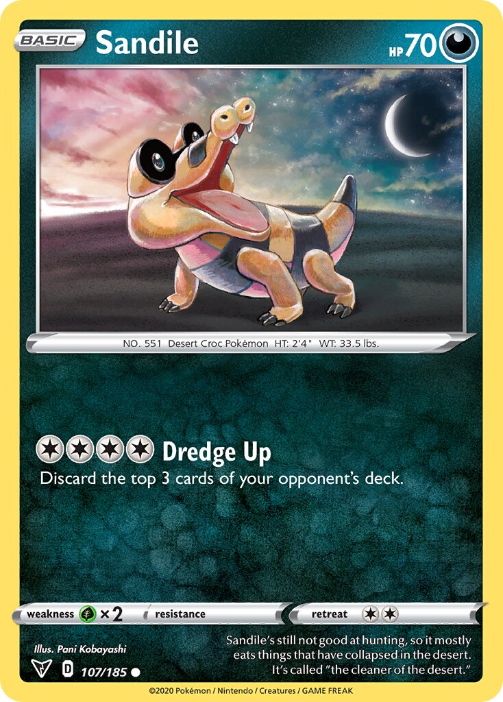 Sandile 107/185 — Vivid Voltage (English Pokémon TCG card)
