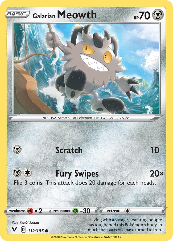 Galarian Meowth 112/185 — Vivid Voltage (English Pokémon TCG card)