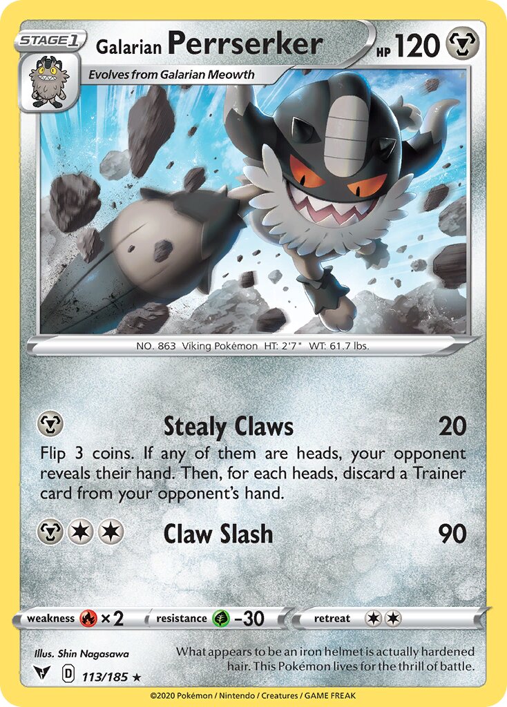 Galarian Perrserker 113/185 — Vivid Voltage (English Pokémon TCG card)