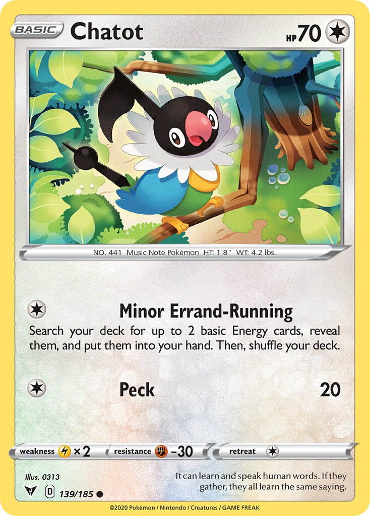 Chatot 139/185 — Vivid Voltage (English Pokémon TCG card)