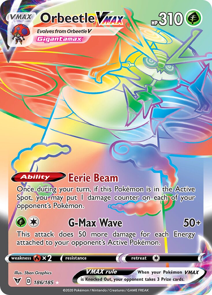 Orbeetle VMAX 186/185 — Vivid Voltage (English Pokémon TCG card)