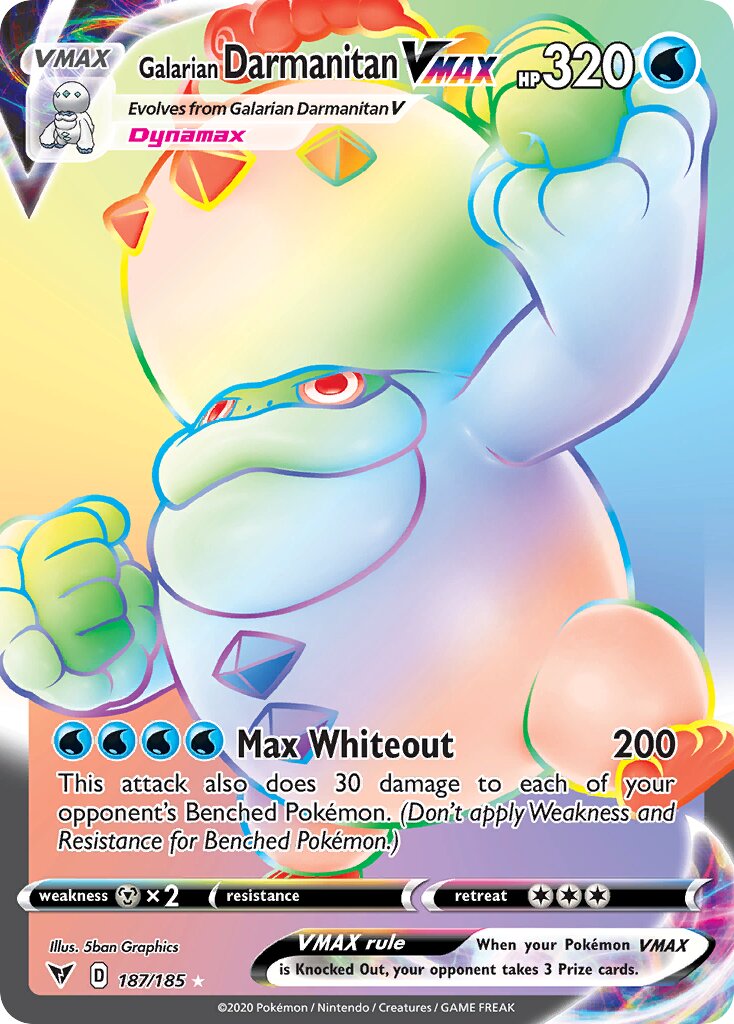 Galarian Darmanitan VMAX 187/185 — Vivid Voltage (English Pokémon TCG card)
