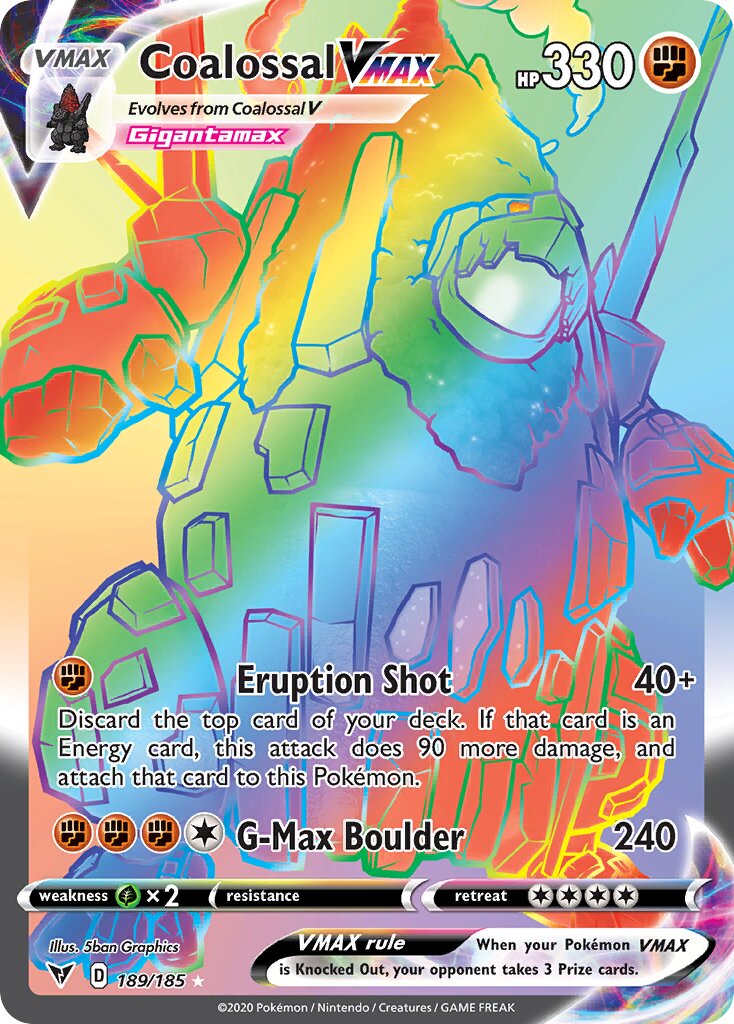 Coalossal VMAX 189/185 — Vivid Voltage (English Pokémon TCG card)