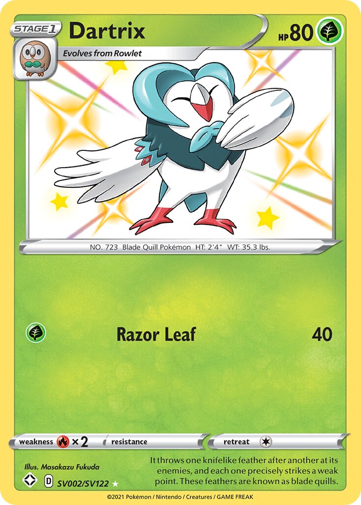 Dartrix SV002/SV122 — Shining Fates (English Pokémon TCG card)