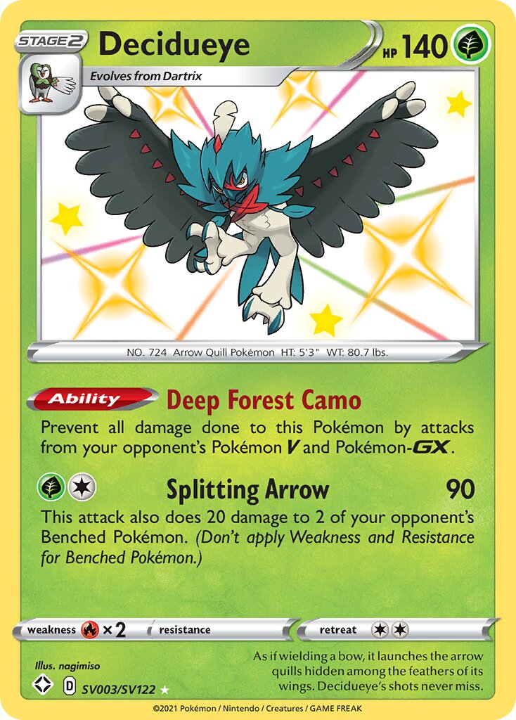 Decidueye SV003/SV122 — Shining Fates (English Pokémon TCG card)