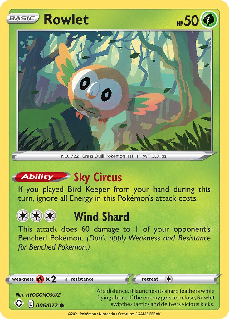 Rowlet 006/195 — Shining Fates (English Pokémon TCG card)