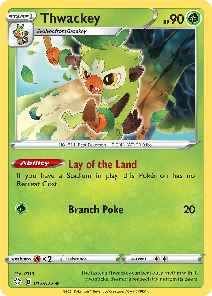 Thwackey 012/195 — Shining Fates (English Pokémon TCG card)