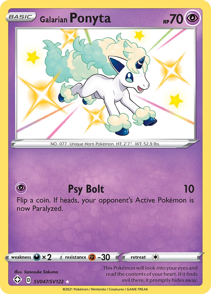 Galarian Ponyta SV047/SV122 — Shining Fates (English Pokémon TCG card)