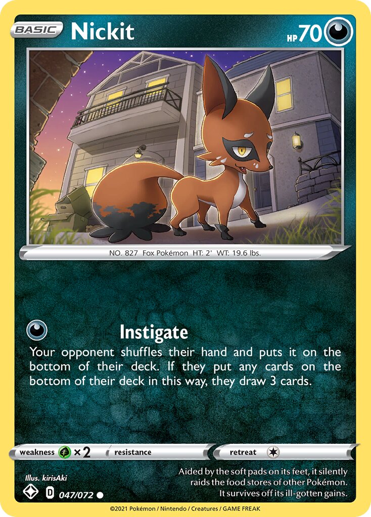 Nickit 047/195 — Shining Fates (English Pokémon TCG card)