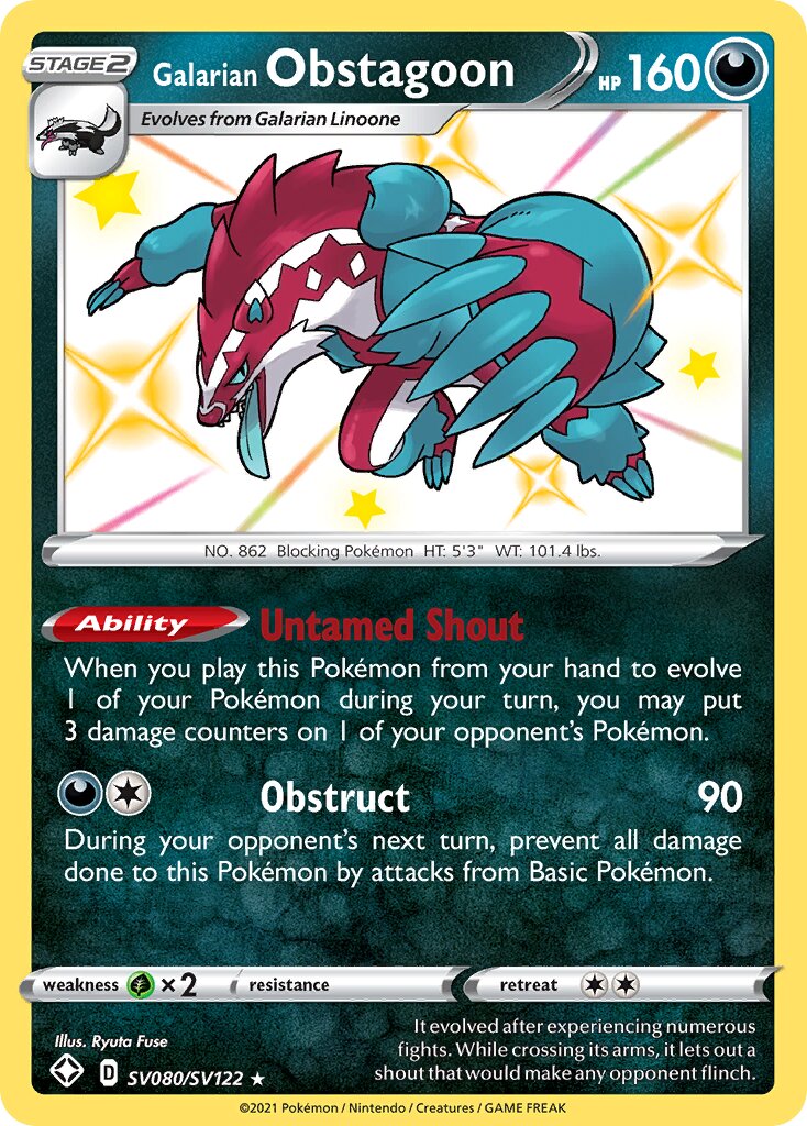 Galarian Obstagoon SV080/SV122 — Shining Fates (English Pokémon TCG card)