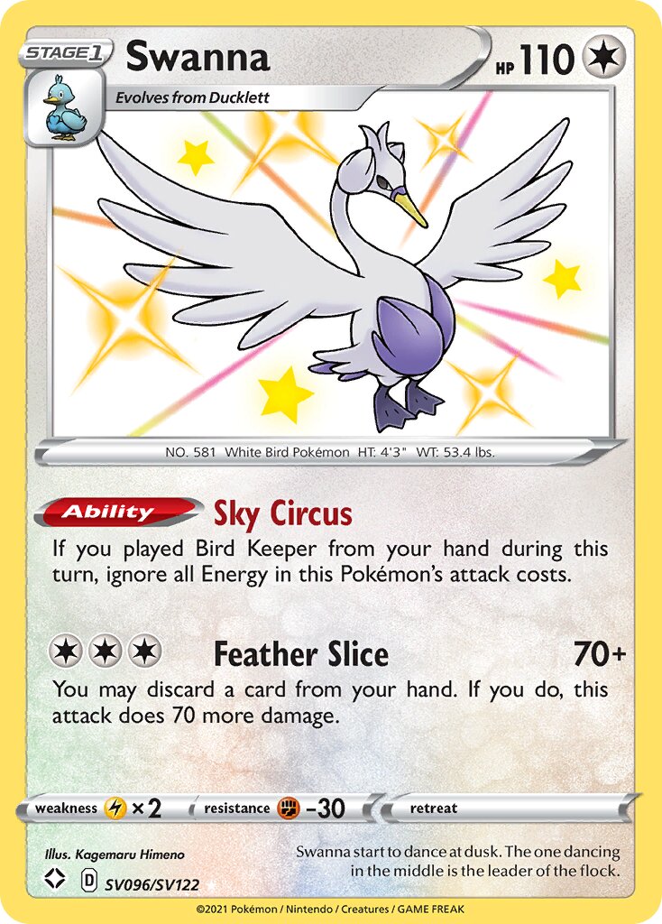Swanna SV096/SV122 — Shining Fates (English Pokémon TCG card)