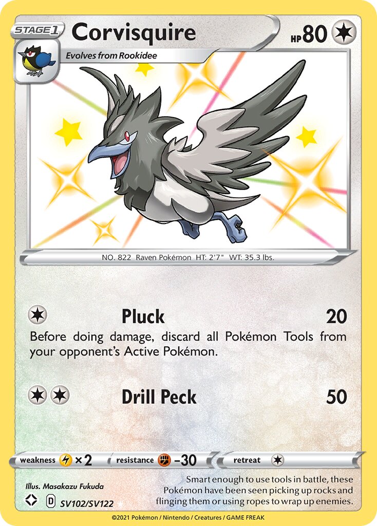 Corvisquire SV102/SV122 — Shining Fates (English Pokémon TCG card)