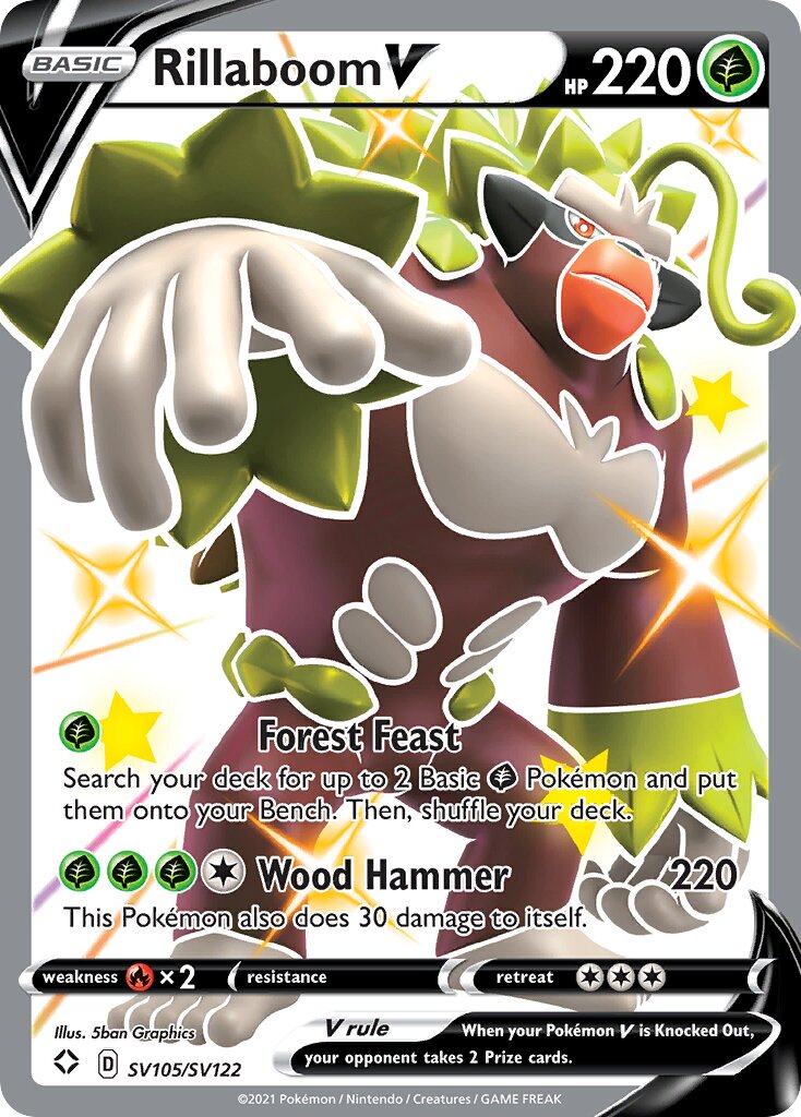 Rillaboom V SV105/SV122 — Shining Fates (English Pokémon TCG card)