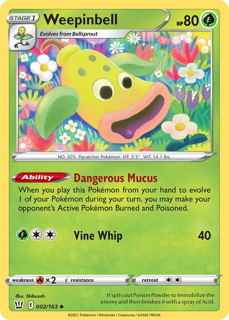 Weepinbell 002/163 — Battle Styles (English Pokémon TCG card)