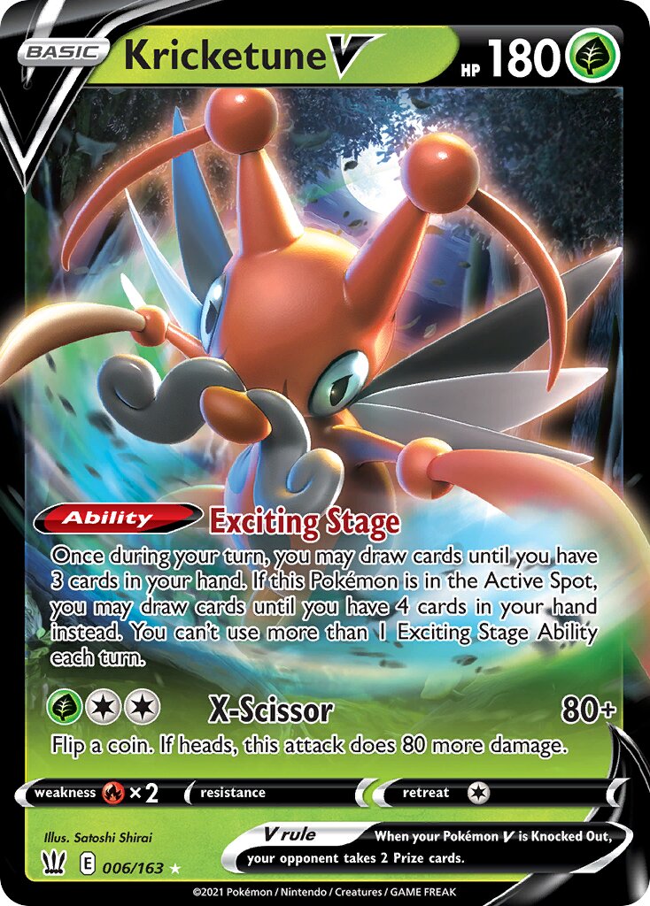Kricketune V 006/163 — Battle Styles (English Pokémon TCG card)