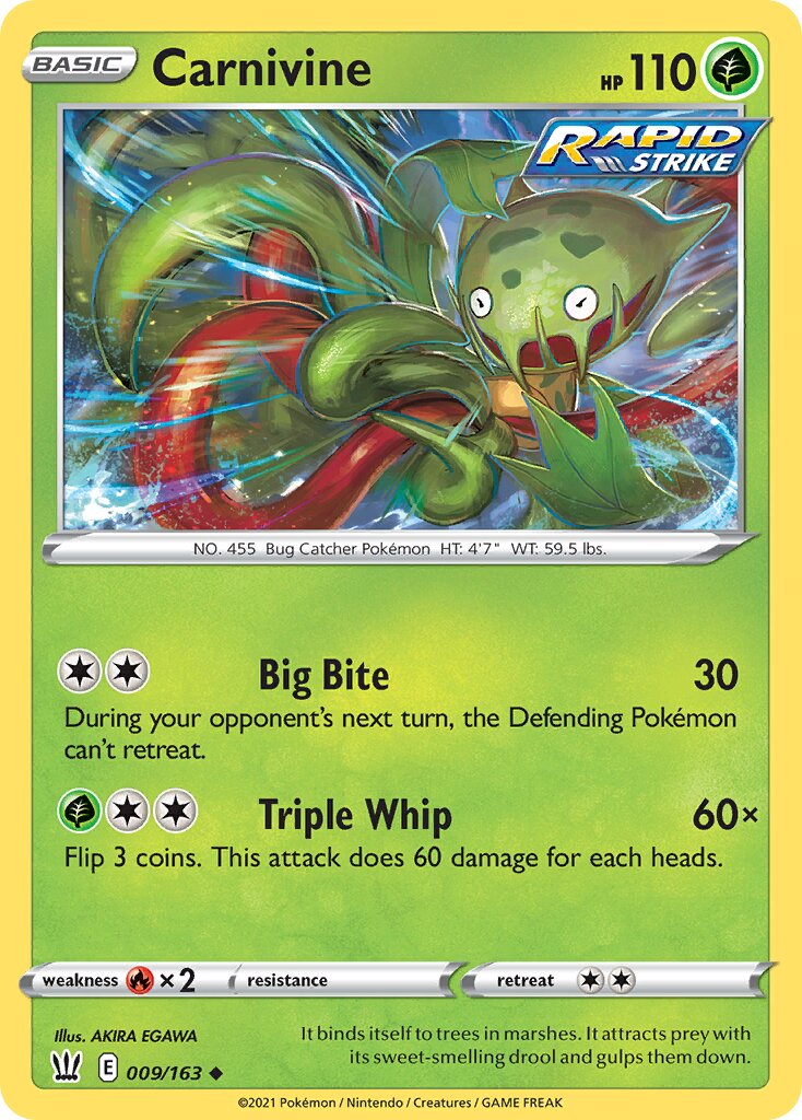 Carnivine 009/163 — Battle Styles (English Pokémon TCG card)