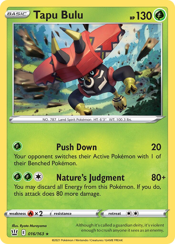 Tapu Bulu 016/163 — Battle Styles (English Pokémon TCG card)