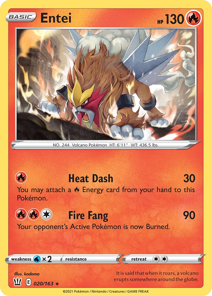 Entei 020/163 — Battle Styles (English Pokémon TCG card)
