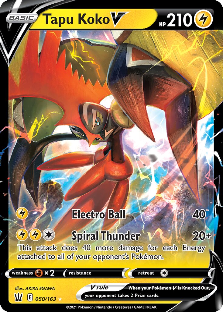 Tapu Koko V 050/163 — Battle Styles (English Pokémon TCG card)