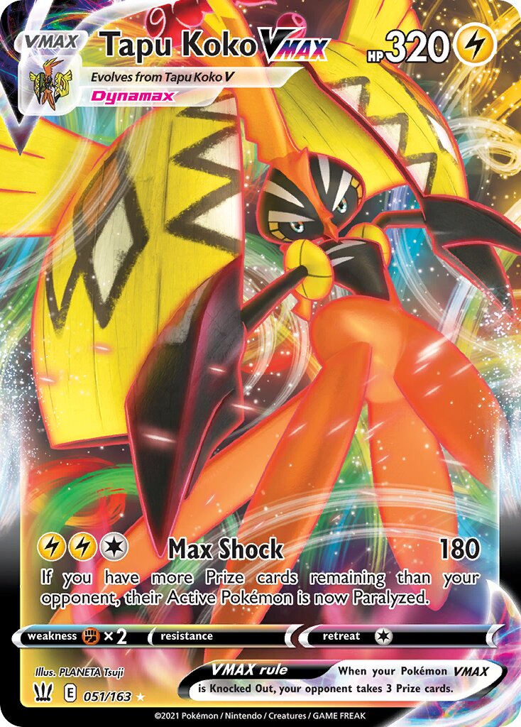 Tapu Koko VMAX 051/163 — Battle Styles (English Pokémon TCG card)