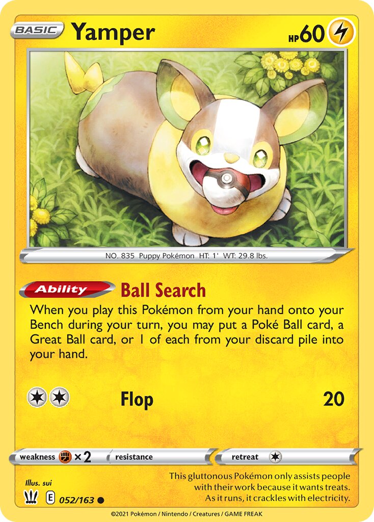 Yamper 052/163 — Battle Styles (English Pokémon TCG card)