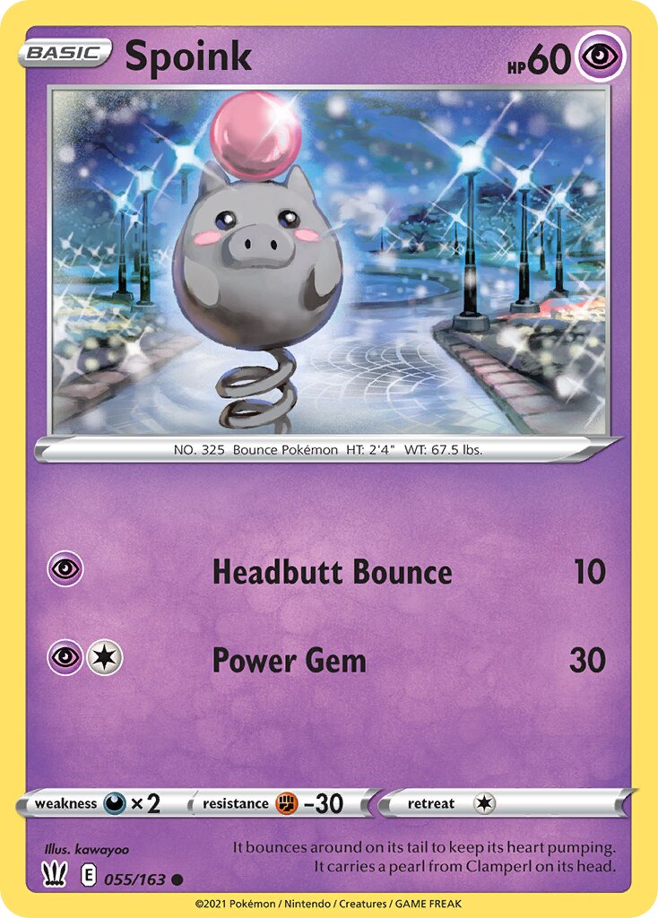 Spoink 055/163 — Battle Styles (English Pokémon TCG card)