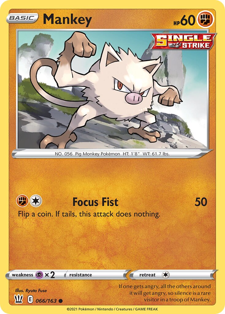 Mankey 066/163 — Battle Styles (English Pokémon TCG card)