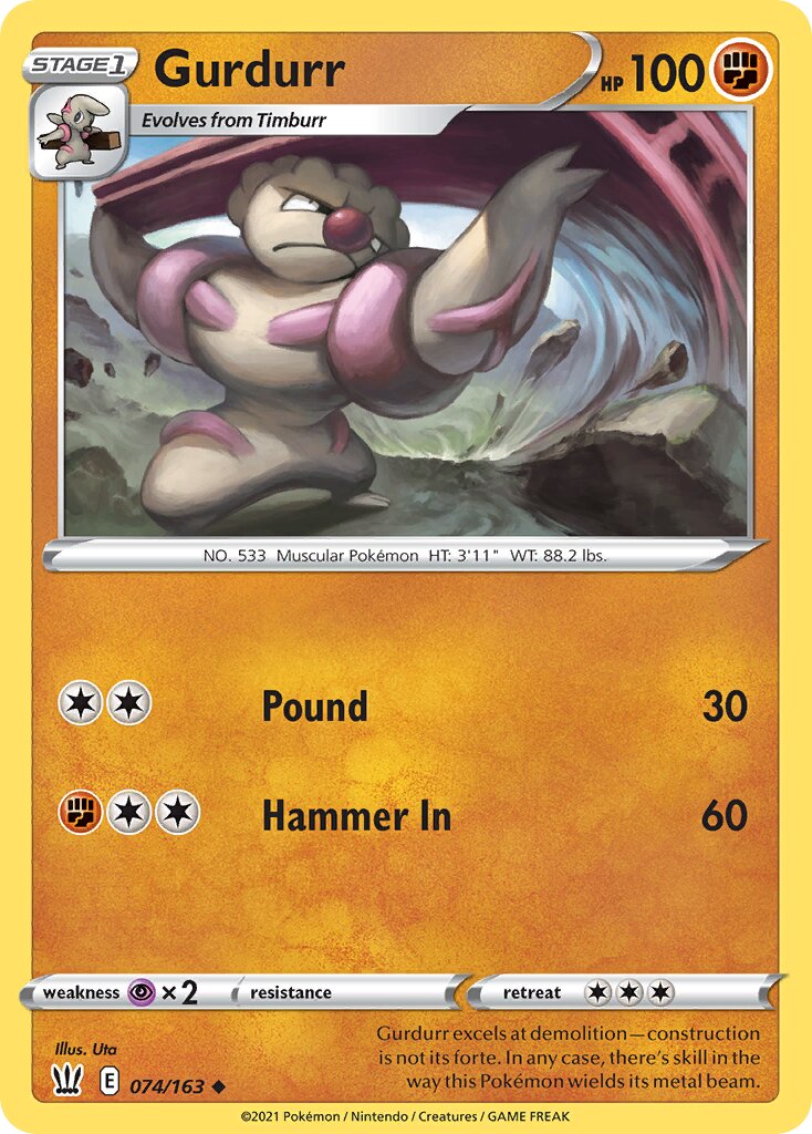 Gurdurr 074/163 — Battle Styles (English Pokémon TCG card)