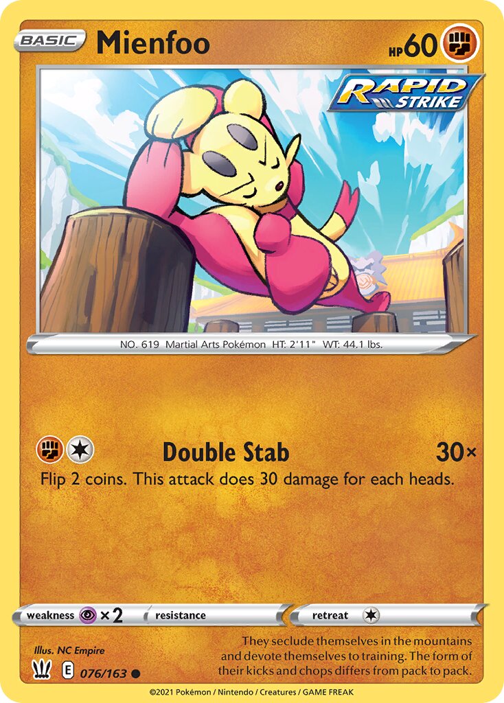 Mienfoo 076/163 — Battle Styles (English Pokémon TCG card)