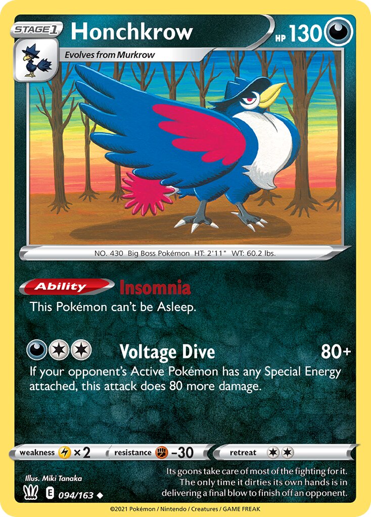 Honchkrow 094/163 — Battle Styles (English Pokémon TCG card)