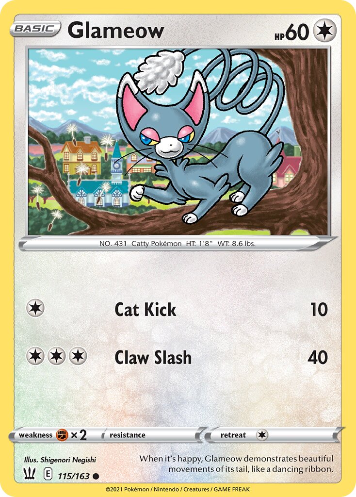 Glameow 115/163 — Battle Styles (English Pokémon TCG card)