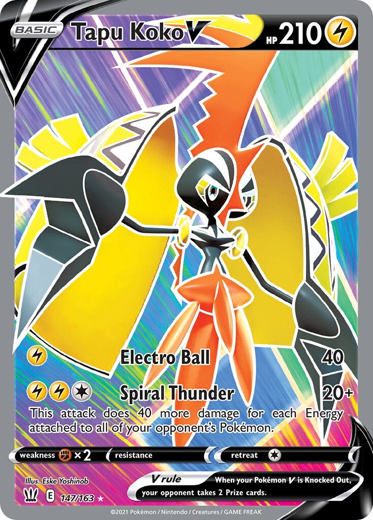Tapu Koko V 147/163 — Battle Styles (English Pokémon TCG card)