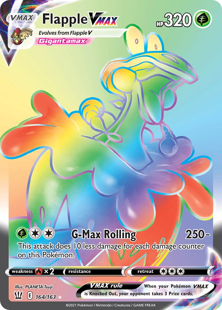 Flapple VMAX 164/163 — Battle Styles (English Pokémon TCG card)