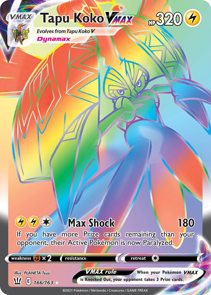 Tapu Koko VMAX 166/163 — Battle Styles (English Pokémon TCG card)