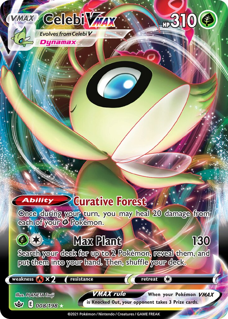 Celebi VMAX 008/198 — Chilling Reign (English Pokémon TCG card)
