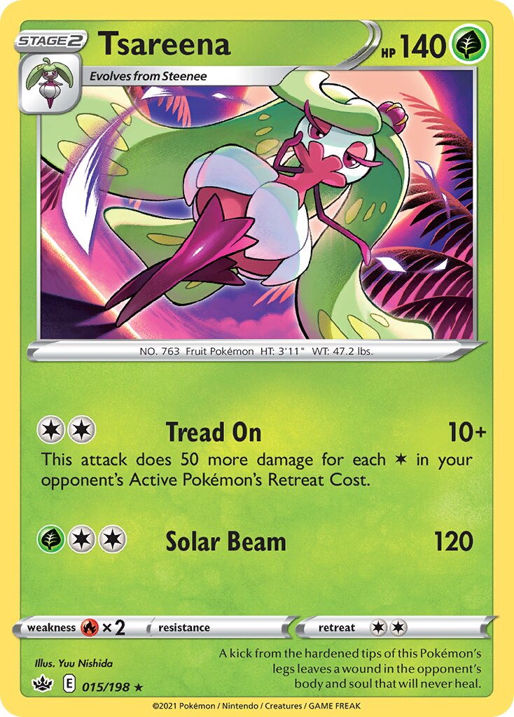 Tsareena 015/198 — Chilling Reign (English Pokémon TCG card)
