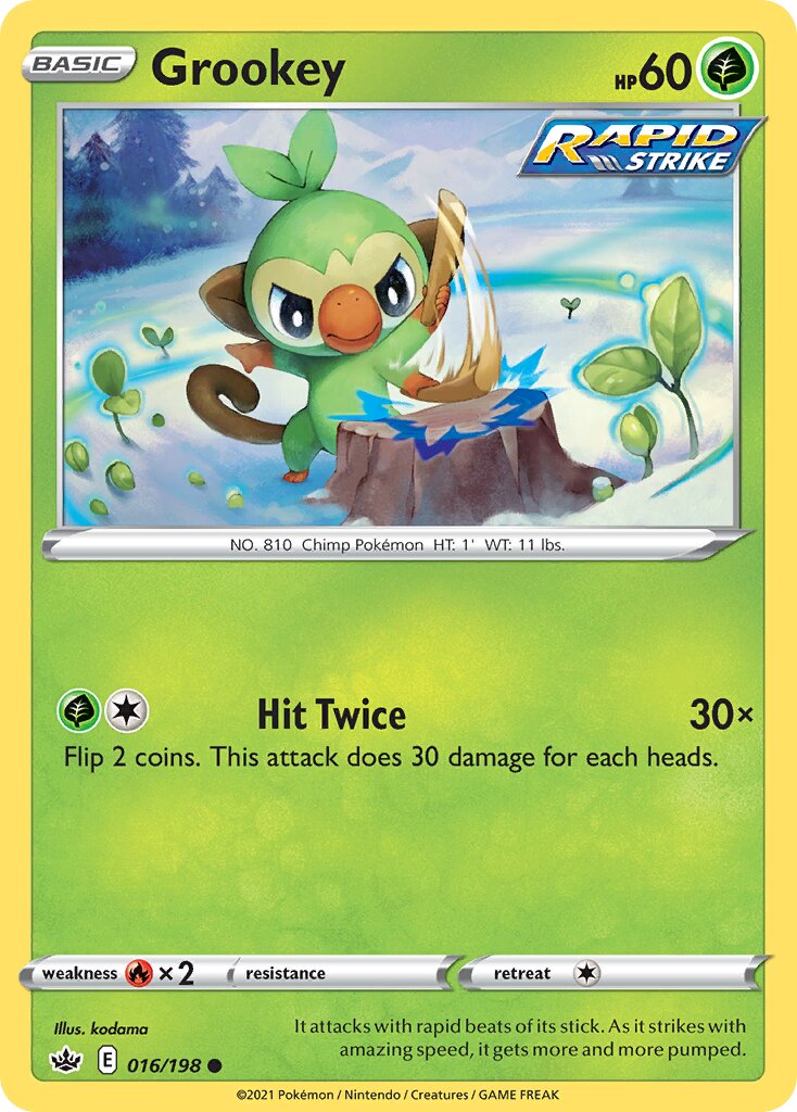 Grookey 016/198 — Chilling Reign (English Pokémon TCG card)